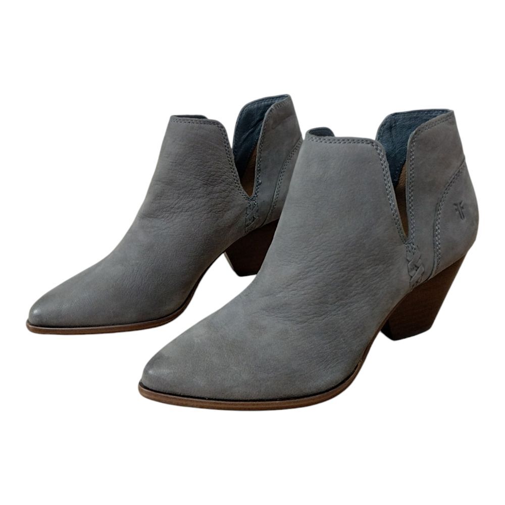 Frye Women's Reina Pointed-Toe Cut Out Nubuck Leather Ankle Booties Sz 6.5 Gray